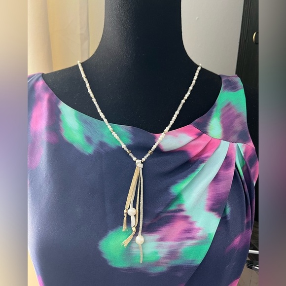Chan Luu Sterling Silver Pearl & Glass Necklace 32” B30 - Picture 1 of 6